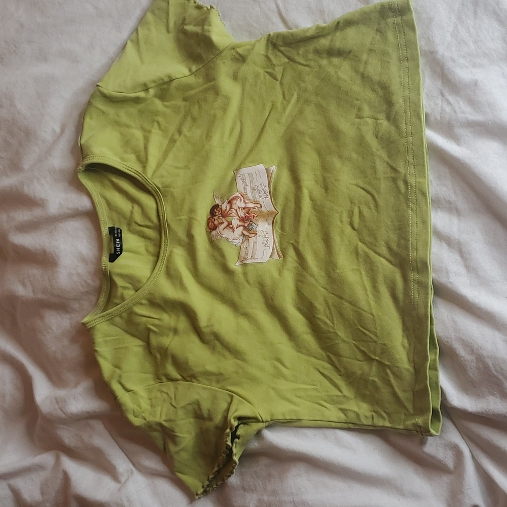 Shein large green angel crop top